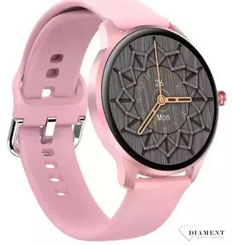 Smartwatch damski Garett Women Olivia na różowym silikonowym pasku. ⌚  (2).webp